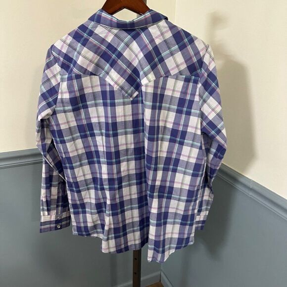 Wrangler Western Plaid Long Sleeve Pearl Snap Shirt XL - Picture 3 of 3